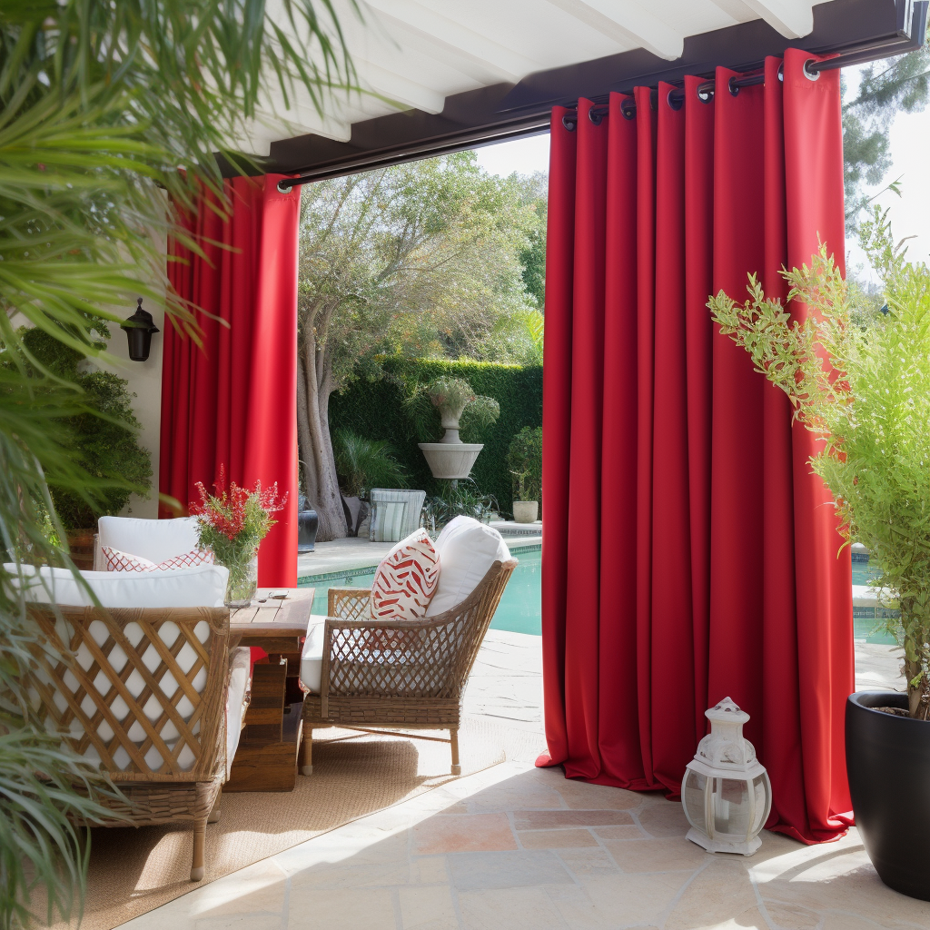 Red Outdoor Curtain - Weights Available - Different Headings and Custom Sizes - Perfect for Patio, Sun Porch, Pavillion, Pergola