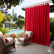 Red Outdoor Curtain - Weights Available - Different Headings and Custom Sizes - Perfect for Patio, Sun Porch, Pavillion, Pergola