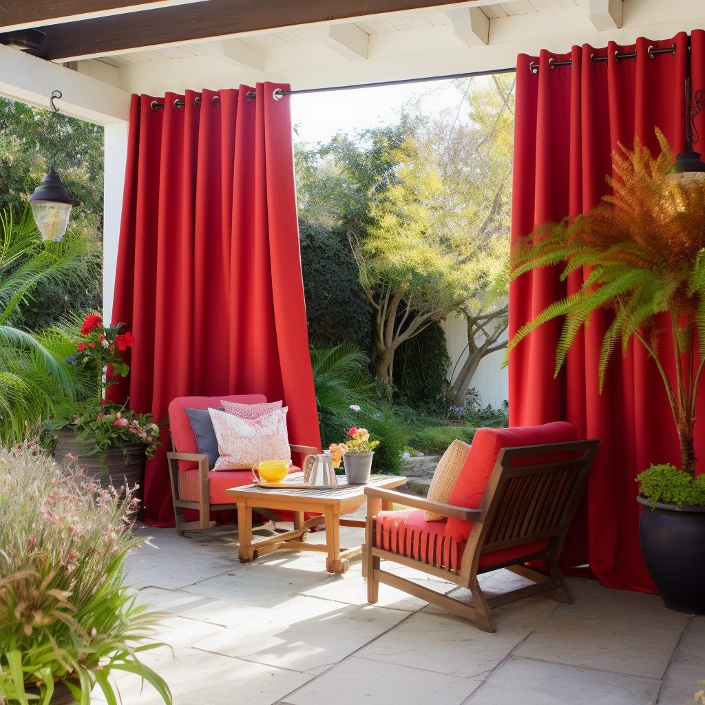 Red Outdoor Curtain - Weights Available - Different Headings and Custom Sizes - Perfect for Patio, Sun Porch, Pavillion, Pergola
