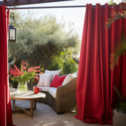 Red Outdoor Curtain - Weights Available - Different Headings and Custom Sizes - Perfect for Patio, Sun Porch, Pavillion, Pergola