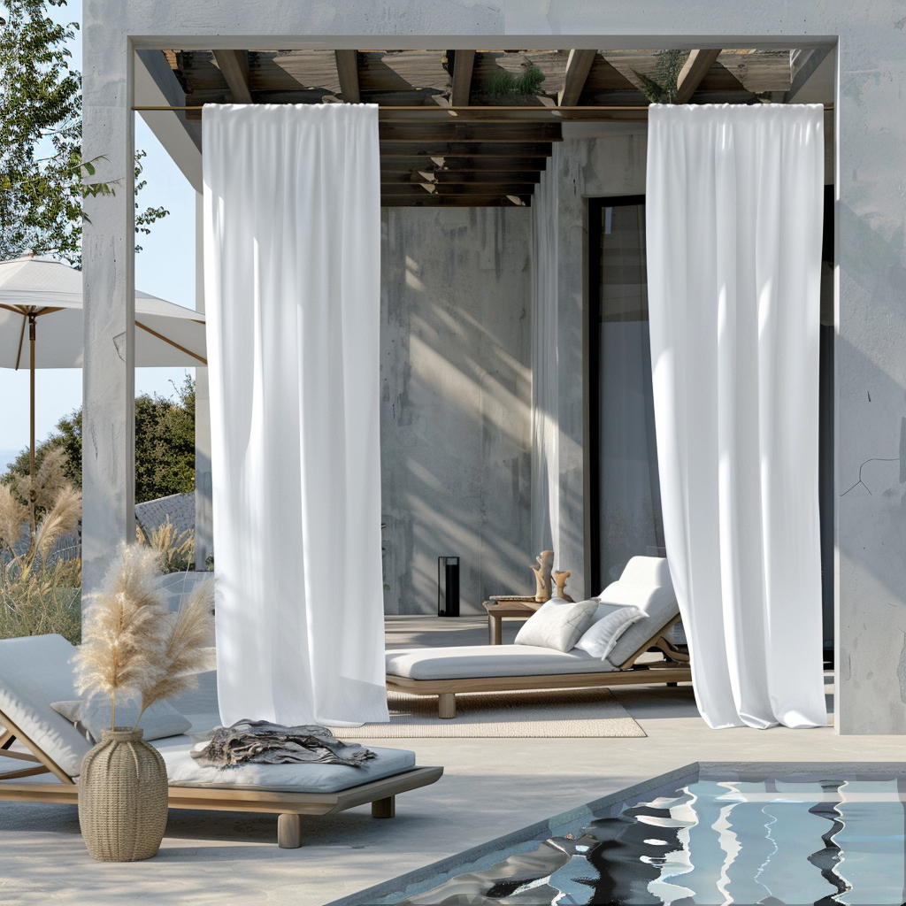 Pole Pocket Outdoor Waterproof and Windproof Curtain - Various Colors