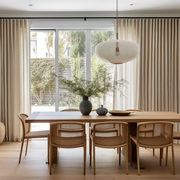 S-Fold Linen Curtain Panel with Cotton Lining for Dining Room - Suitable for Rings or Tracks