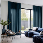 S-Fold Linen Peacock Curtain Panel - Suitable for Rings and Hooks or Track, Colour: Peacock