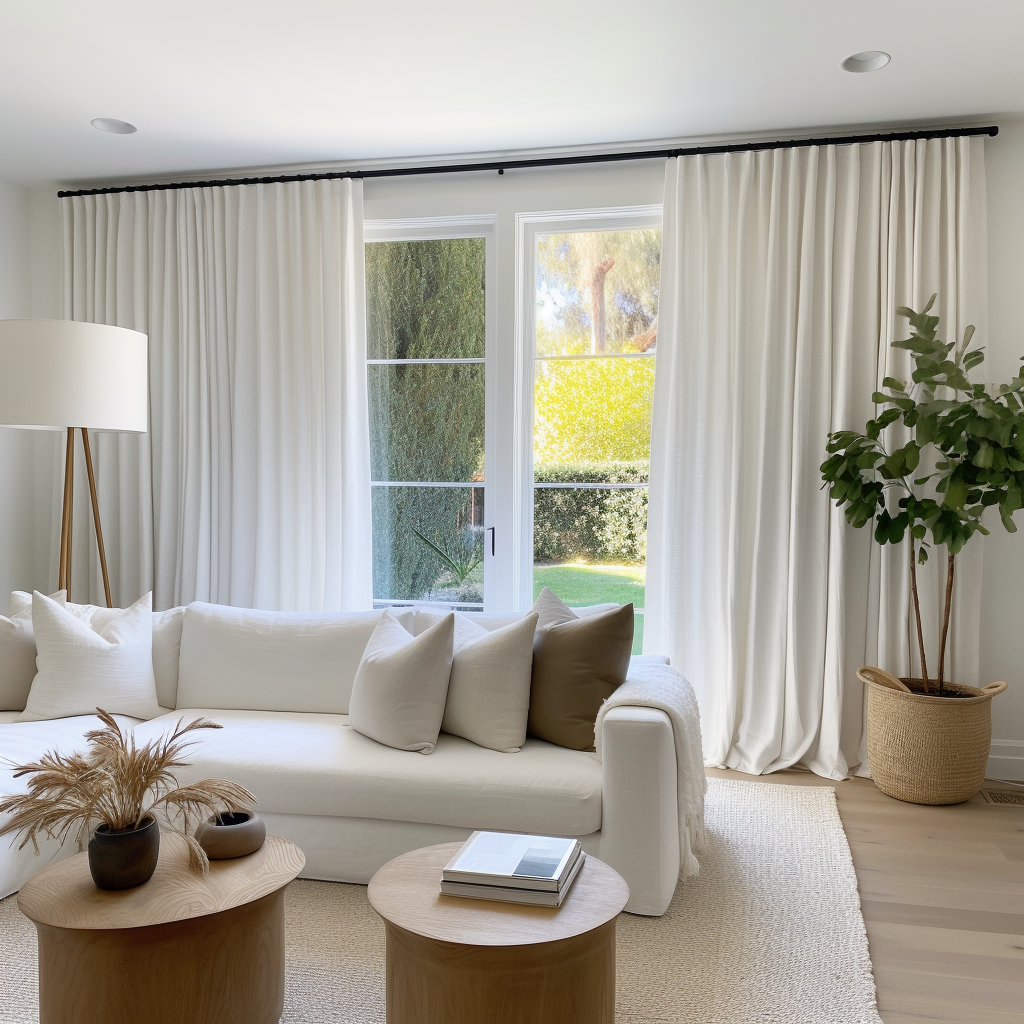 S-fold Linen Curtain Panel with Blackout Lining for Living Room- Heading for Rings and Hooks