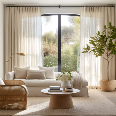S-fold Linen Curtains for Living Room - Suitable for Rings and Hooks or Tracks