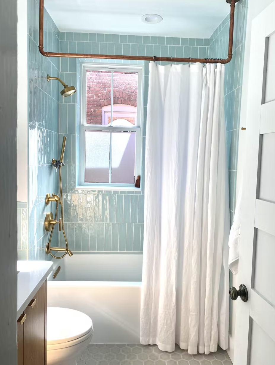 Waterproof Linen Shower Curtain – Simple Linen Bathroom Panel with Waterproof Lining – Custom Color: Gray, White, Black