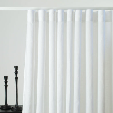On Sale Set of 2 Linen Curtain for S-fold or S-wave Track System - White Colour