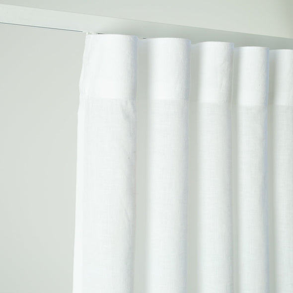 On Sale Set of 2 Linen Curtain for S-fold or S-wave Track System - White Colour