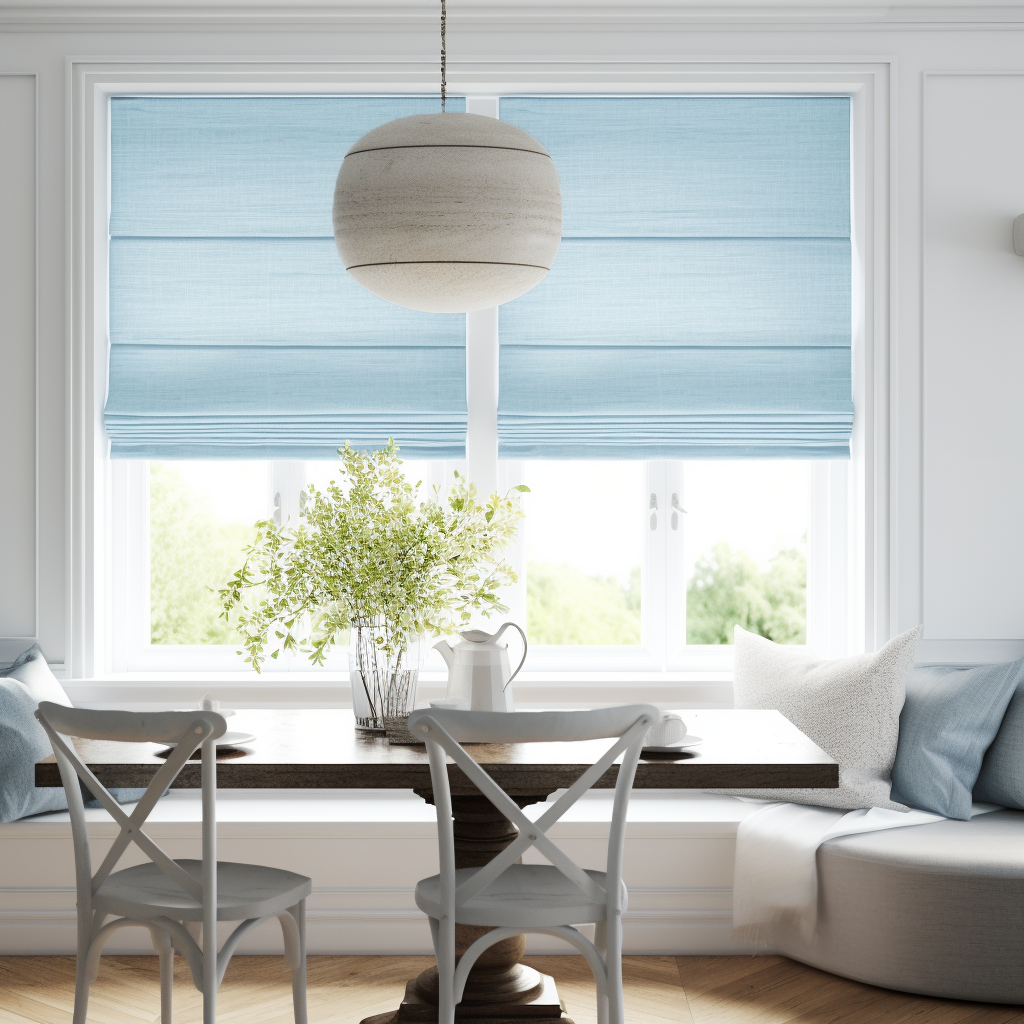 Sky Blue Cotton Roman Blinds