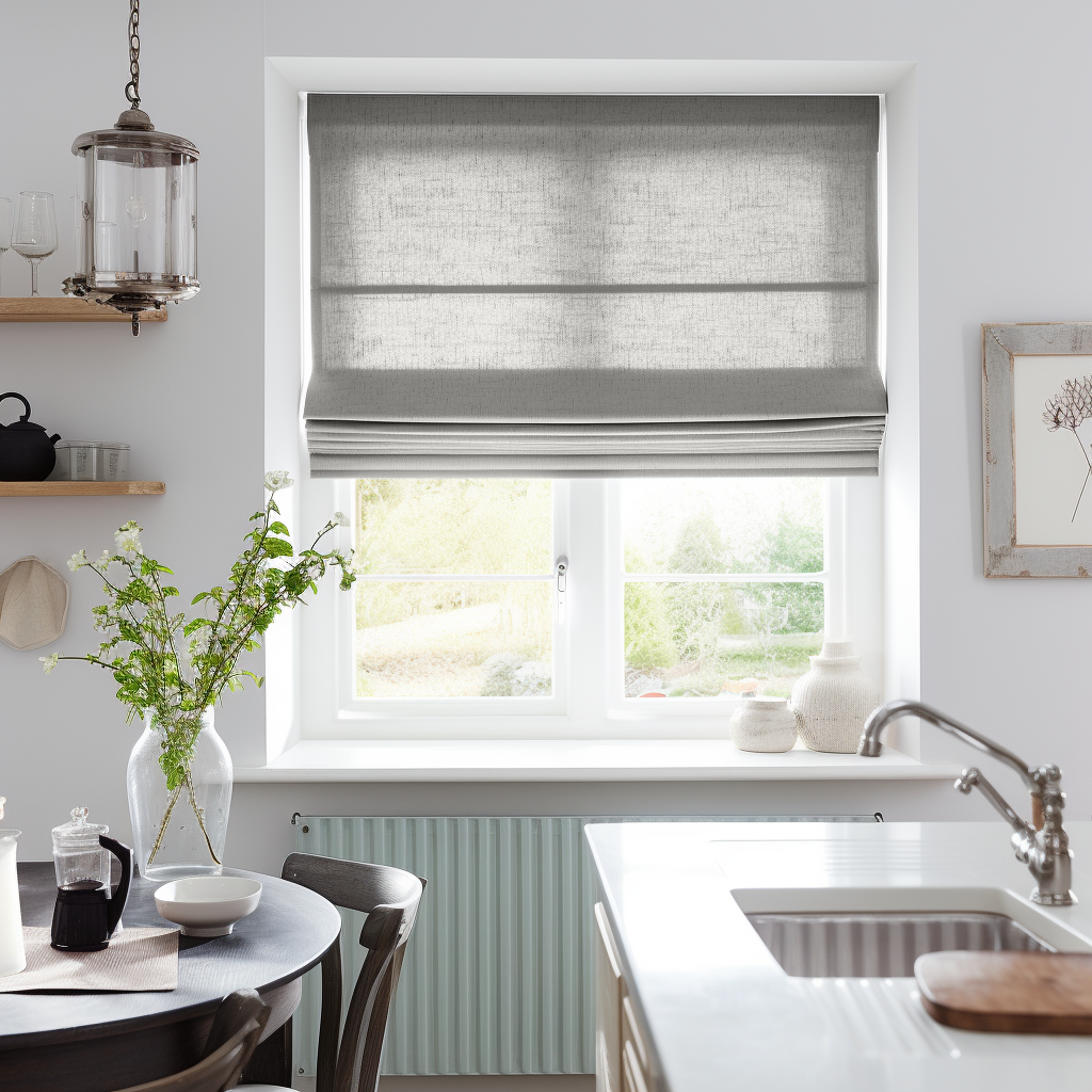 Stone Grey Cotton Lined Roman Blinds