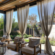 Transparent Patio Outdoor Linen Curtains - Grommet Top, Velcro Tabs or Pole Pocket Top