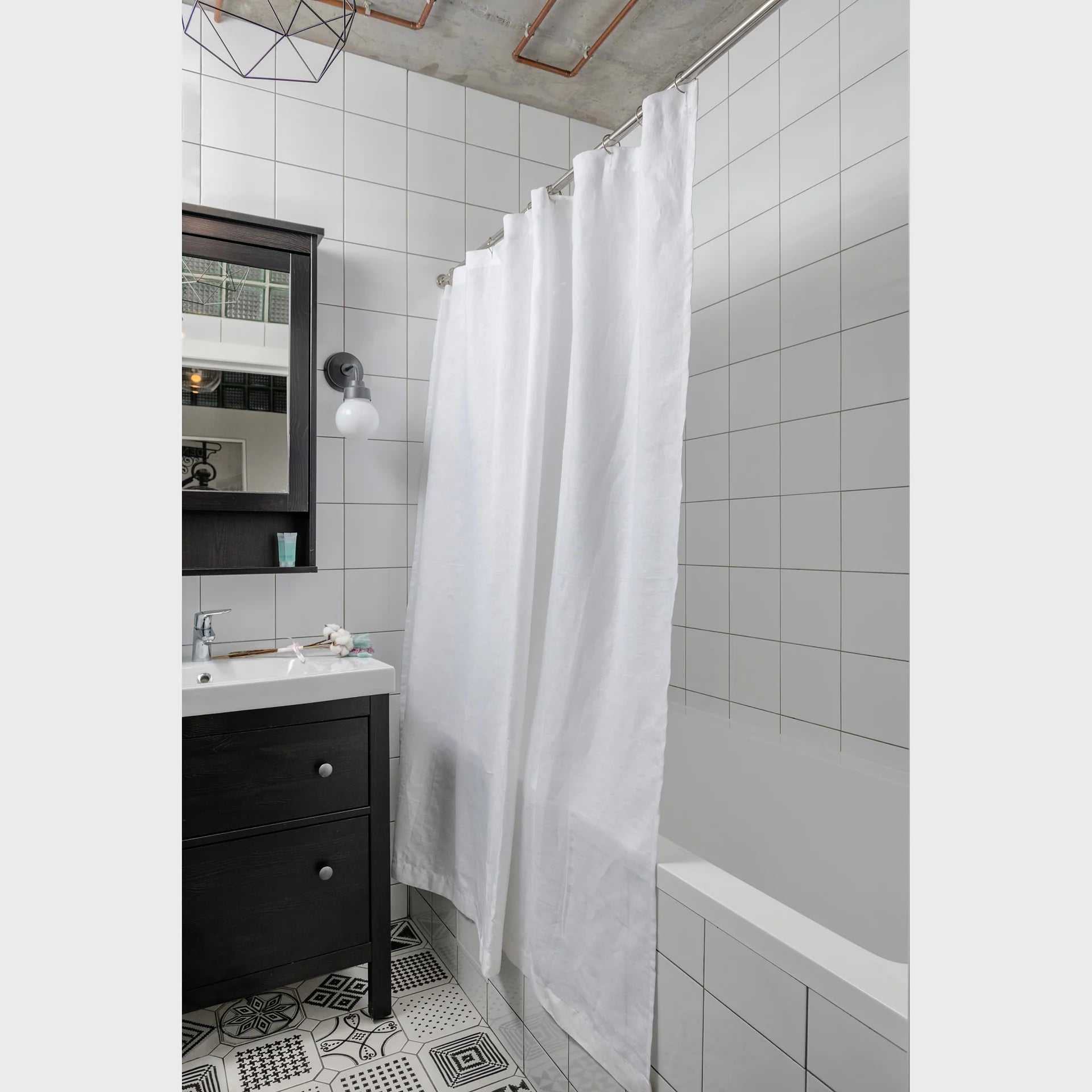 Linen Shower Curtain, color: White