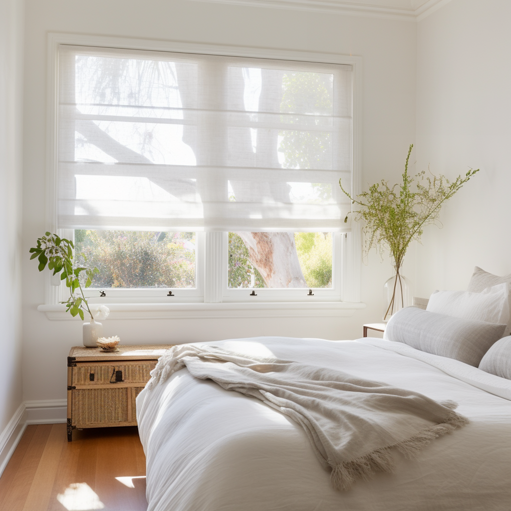 White Sheer Roman Blinds