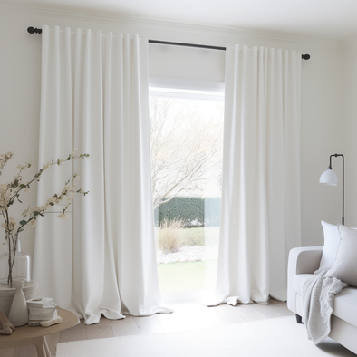 White Thermal Back Tabs Curtains - Blackout - Custom Width and Length
