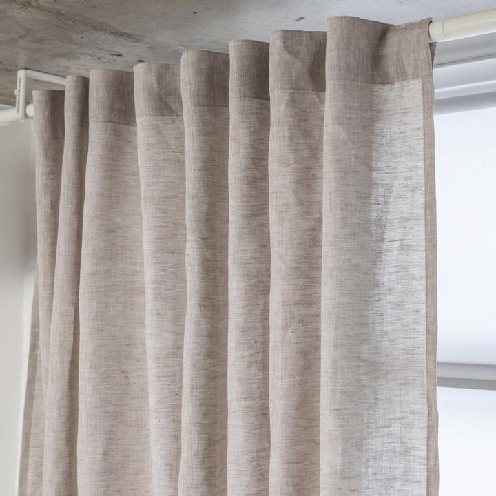 Green Soundproof Linen Curtains With Back Tabs - Custom Width and Length