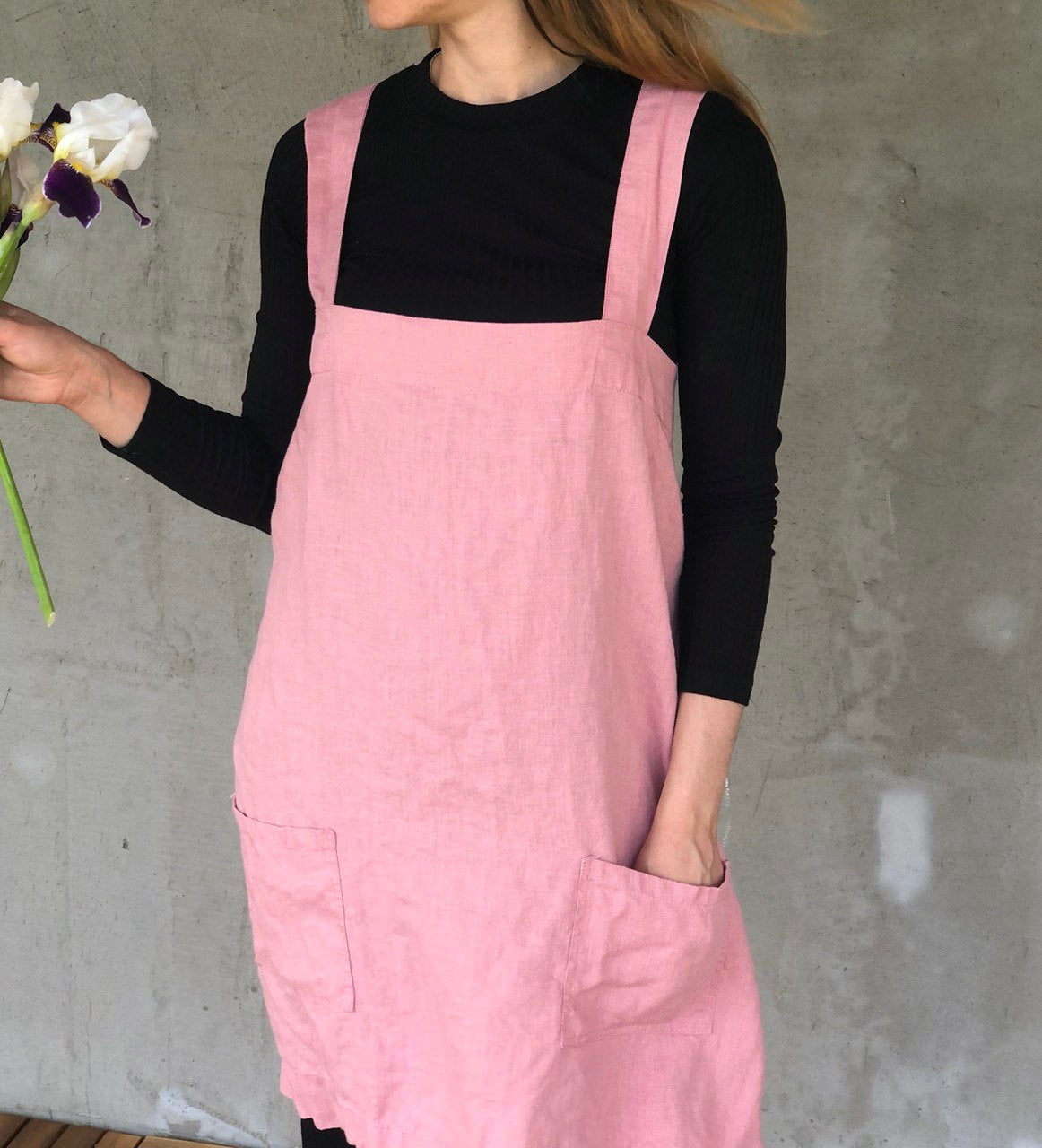 Dusty Rose Linen Apron