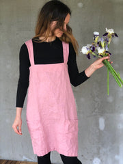 Dusty Rose Linen Apron