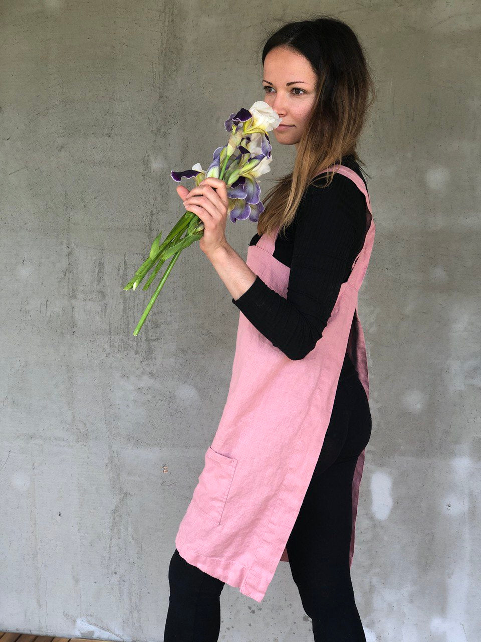 Dusty Rose Linen Apron