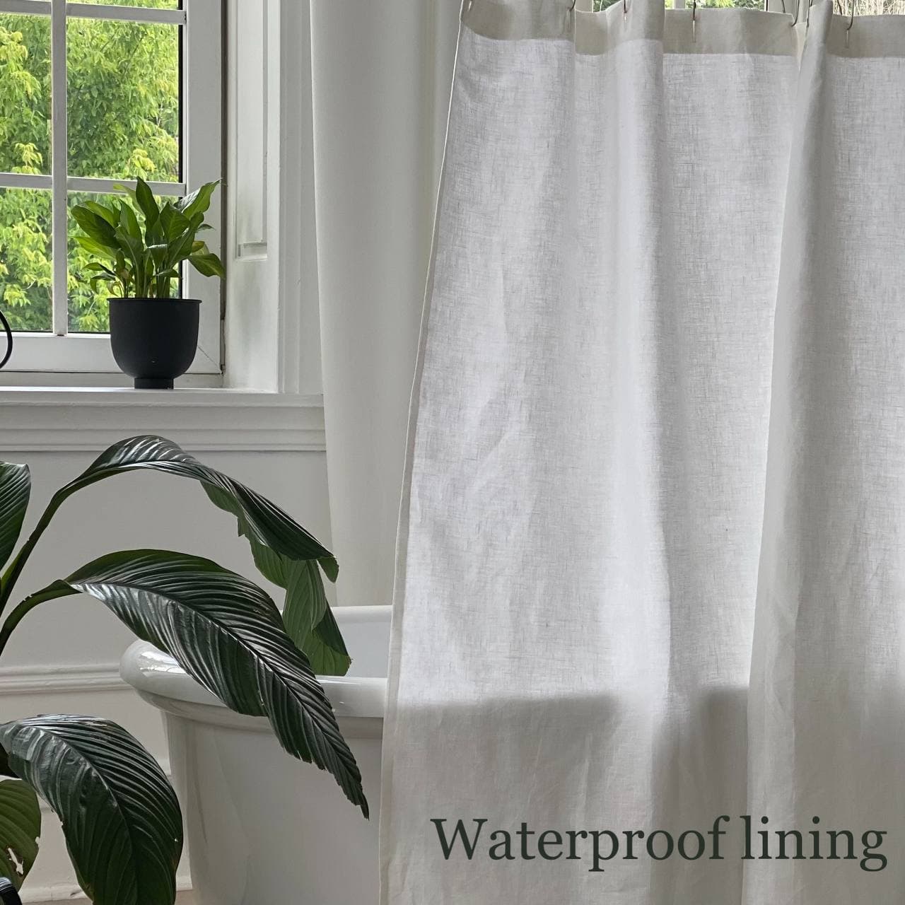 Linen Shower Curtains, Color: Off-White