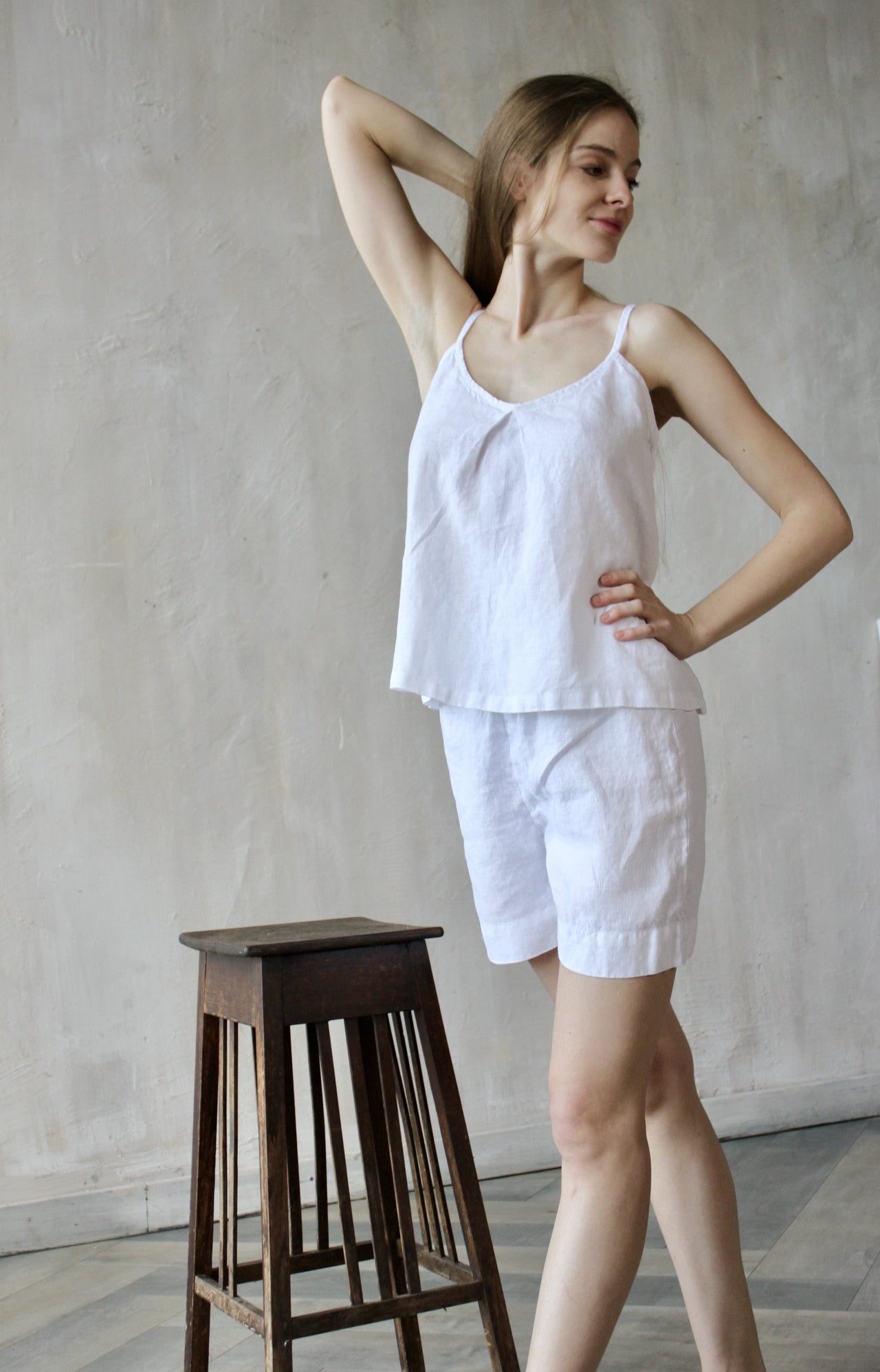 Linen Loungewear Top and Shorts