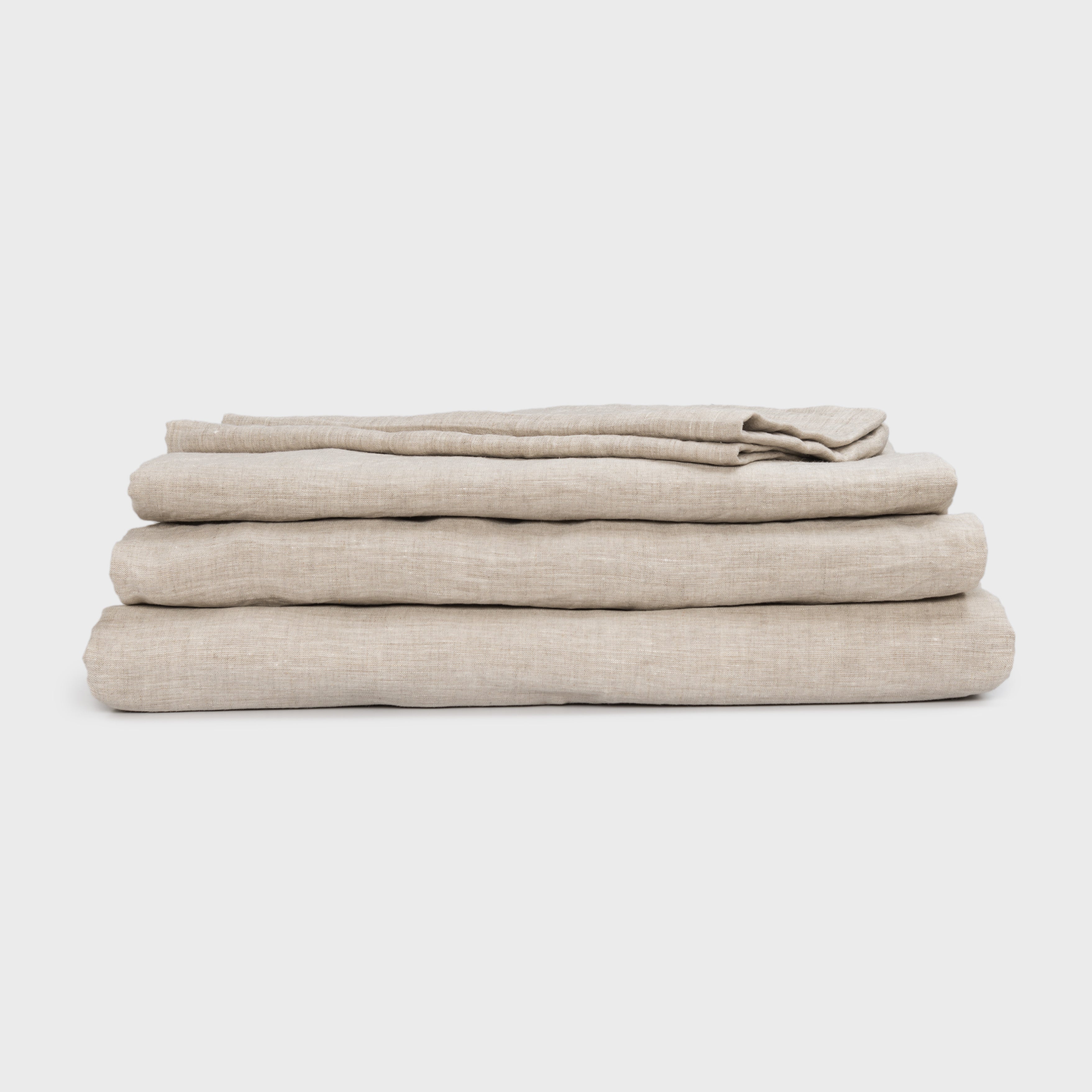 Linen Roots Sheets Natural Linen Bed Sheet Set - Flat & Fitted Sheets, 2 Pillowcases - Si