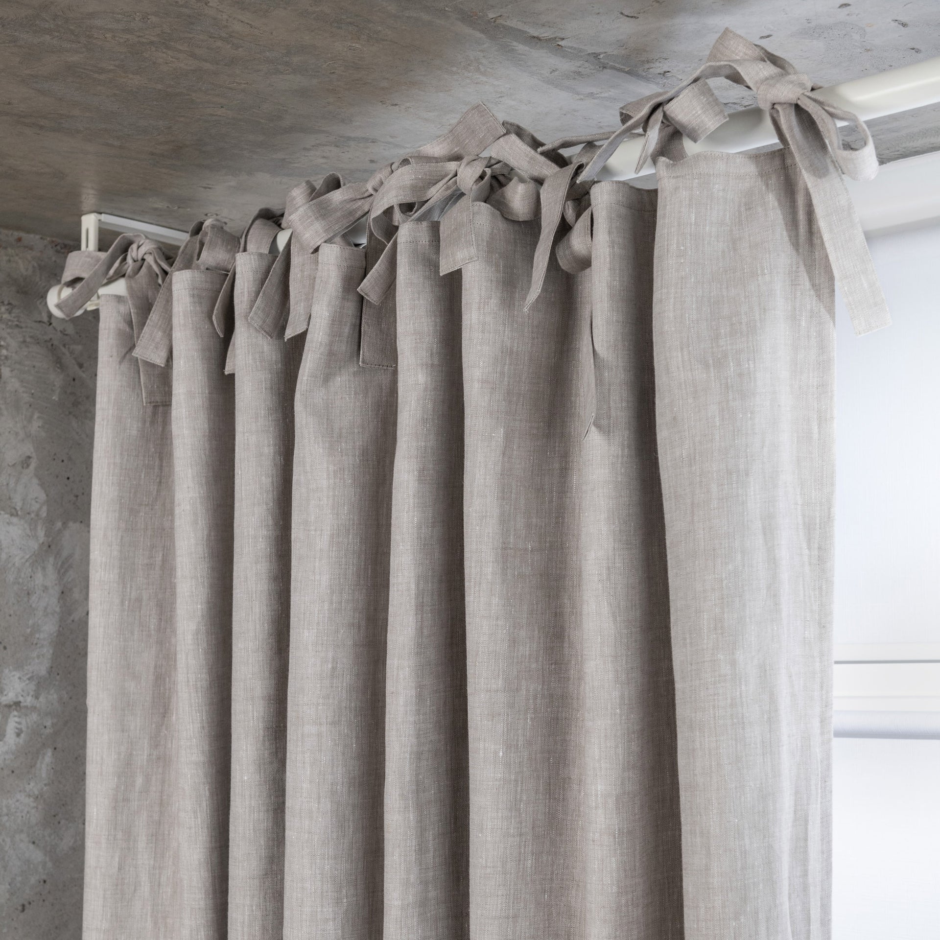 Linen Tied Tabs Curtain Panel with Blackout Lining