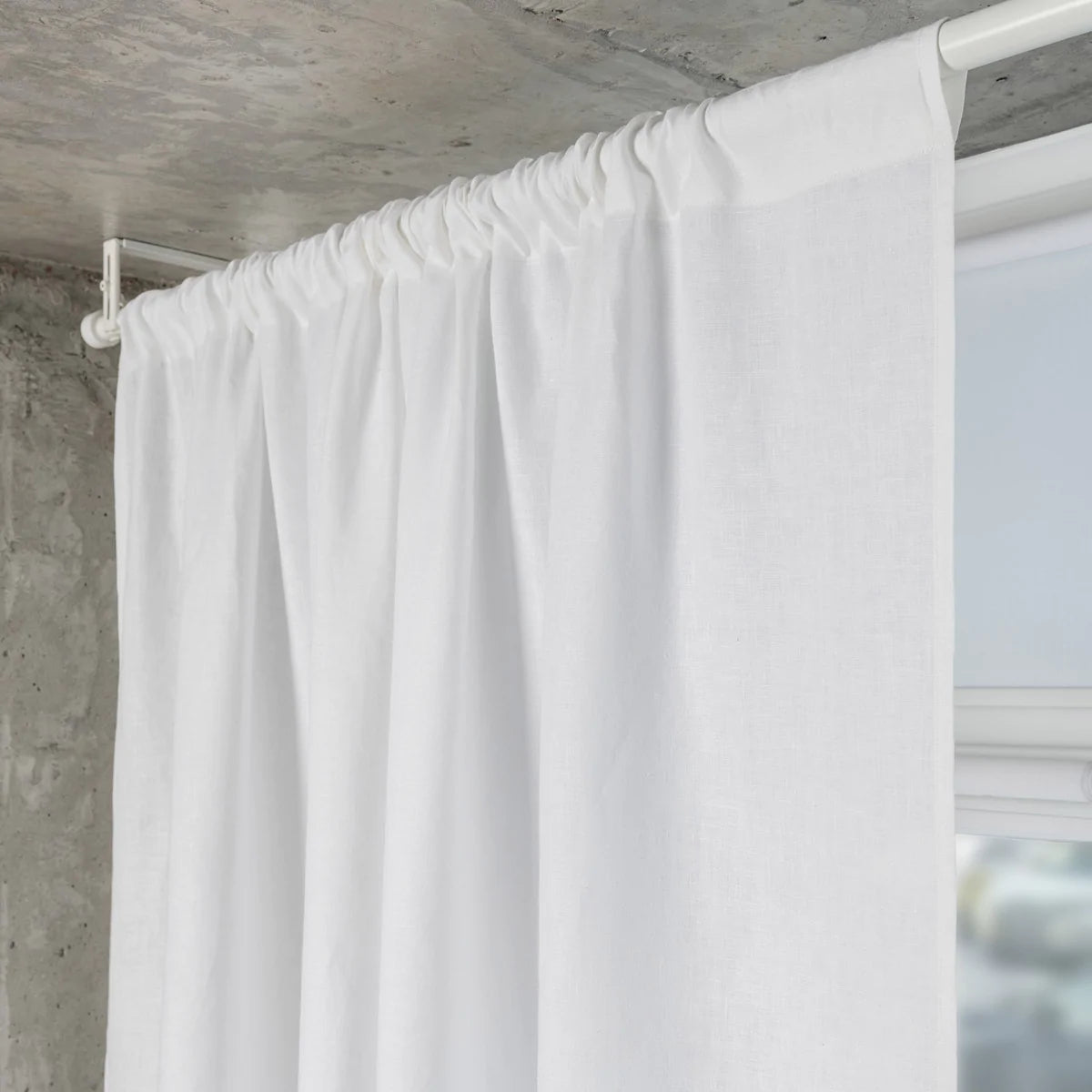On Sale Single Linen Thermal Curtain Panel 245 cm Drop -   with Rod Pocket - in Natural Linen Colour