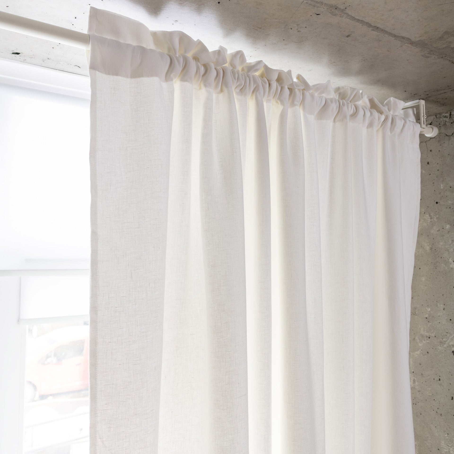 Pole Pocket Linen Curtain with Heading