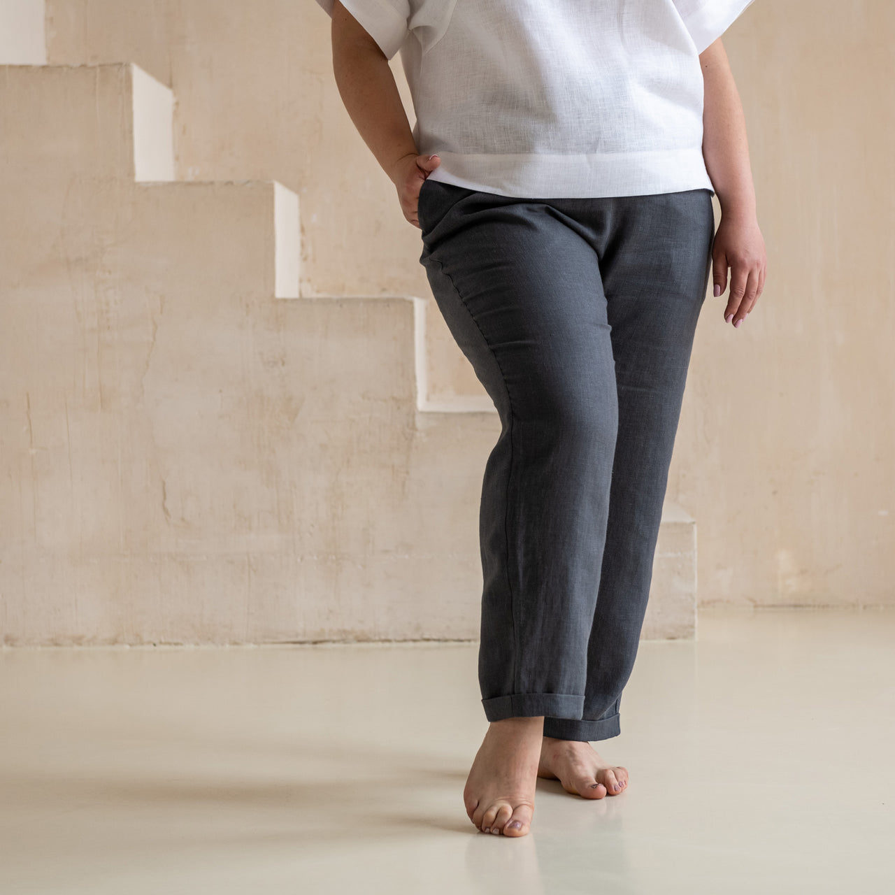 Linen Cropped Pants