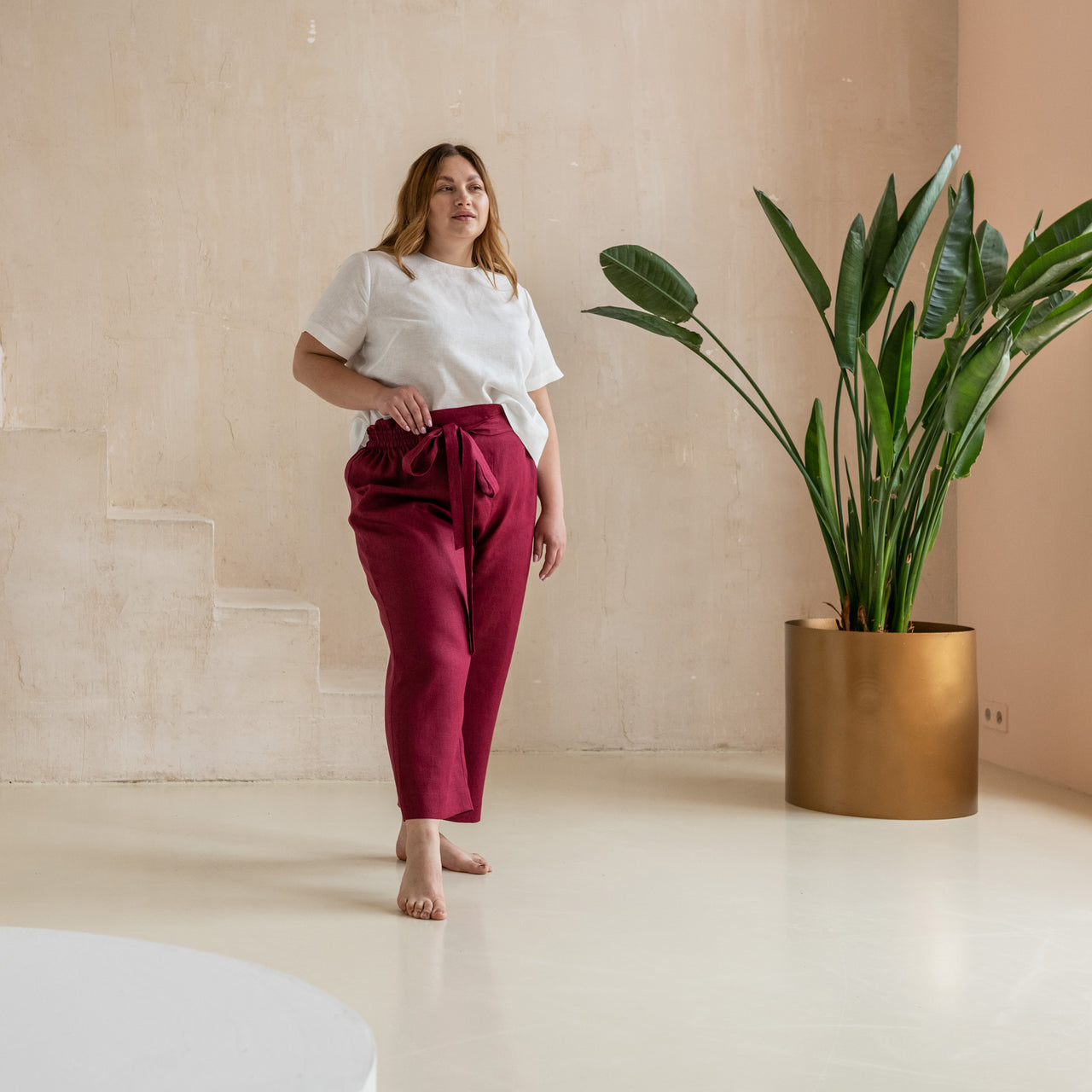 High-Waisted Linen Pants