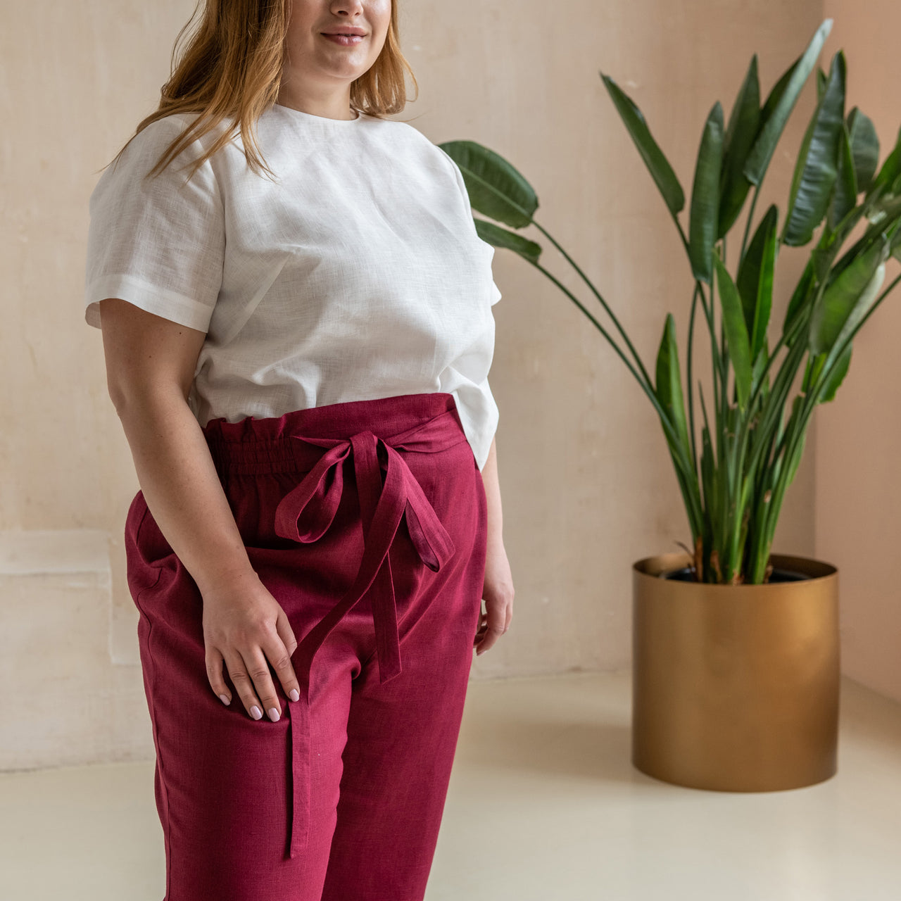 High-Waisted Linen Pants