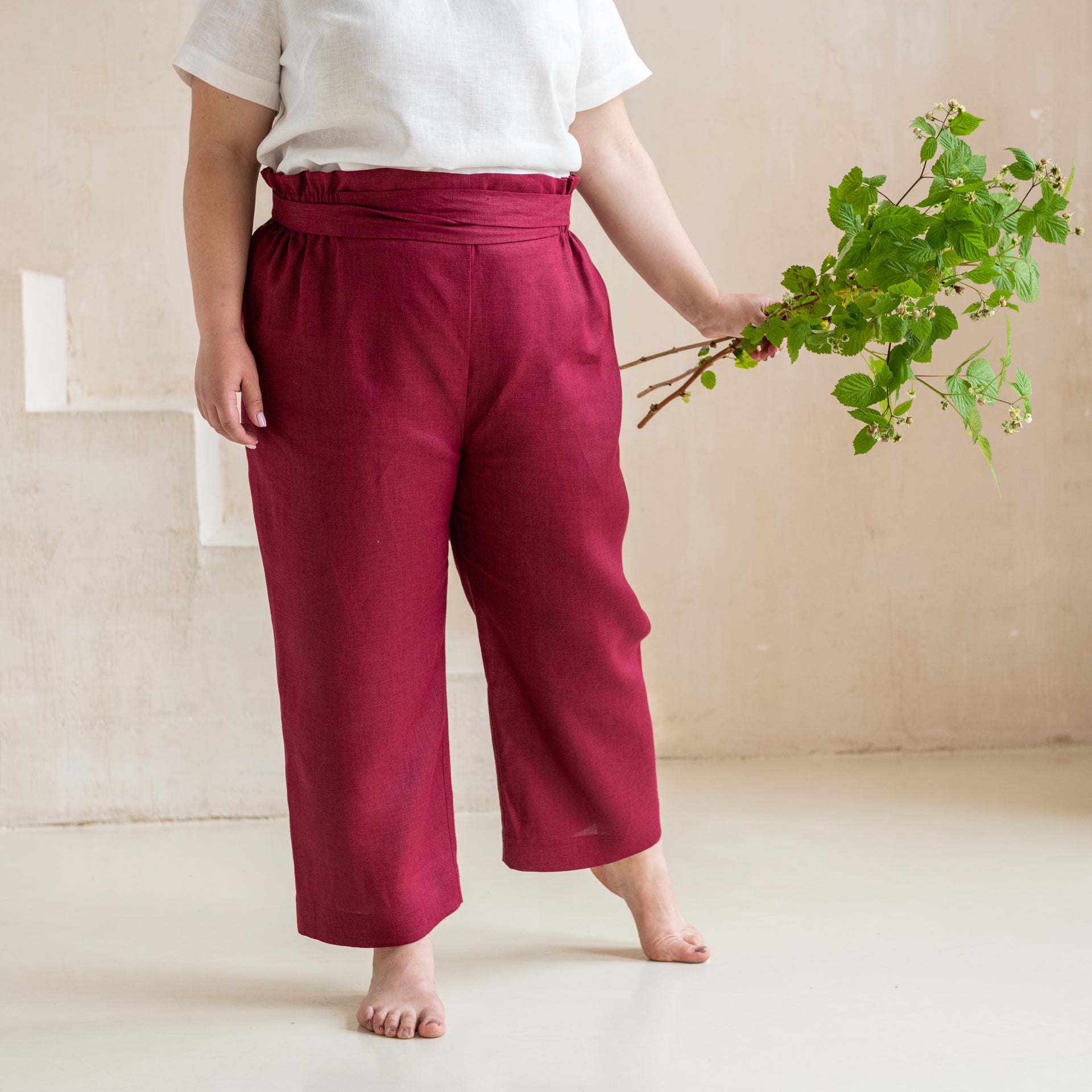 High-Waisted Linen Pants