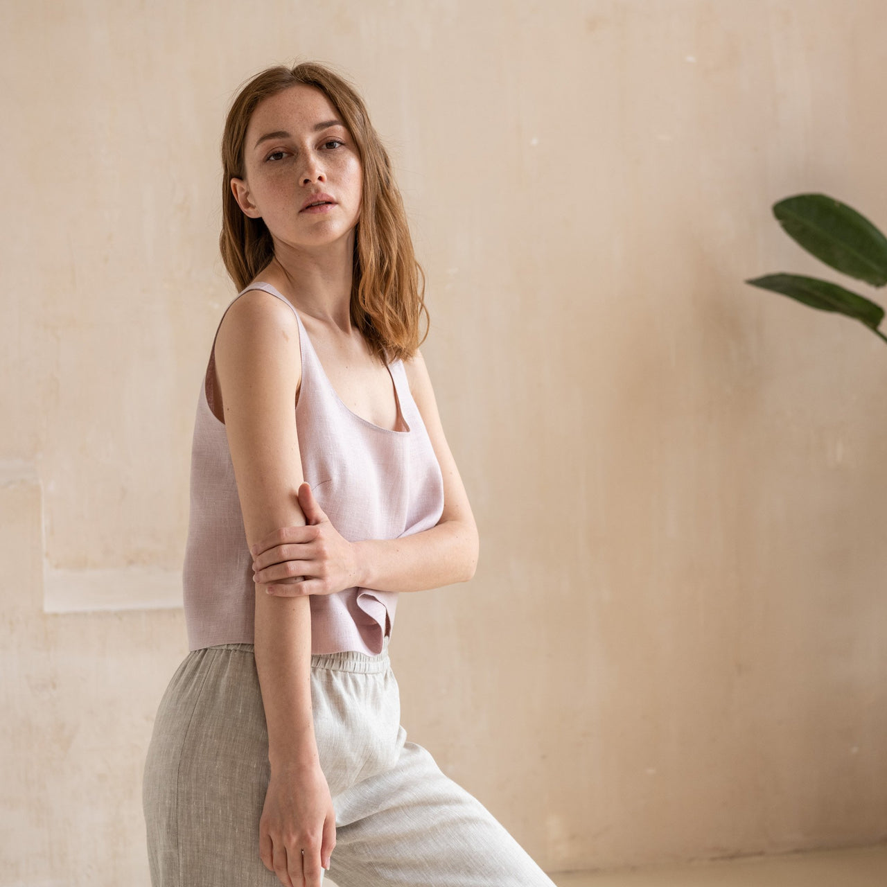 Linen Tank Top Cropped