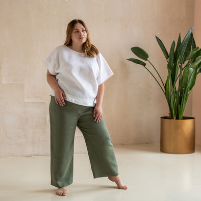 Paper Bag High-Waisted Linen Pants - Available in Various Colours