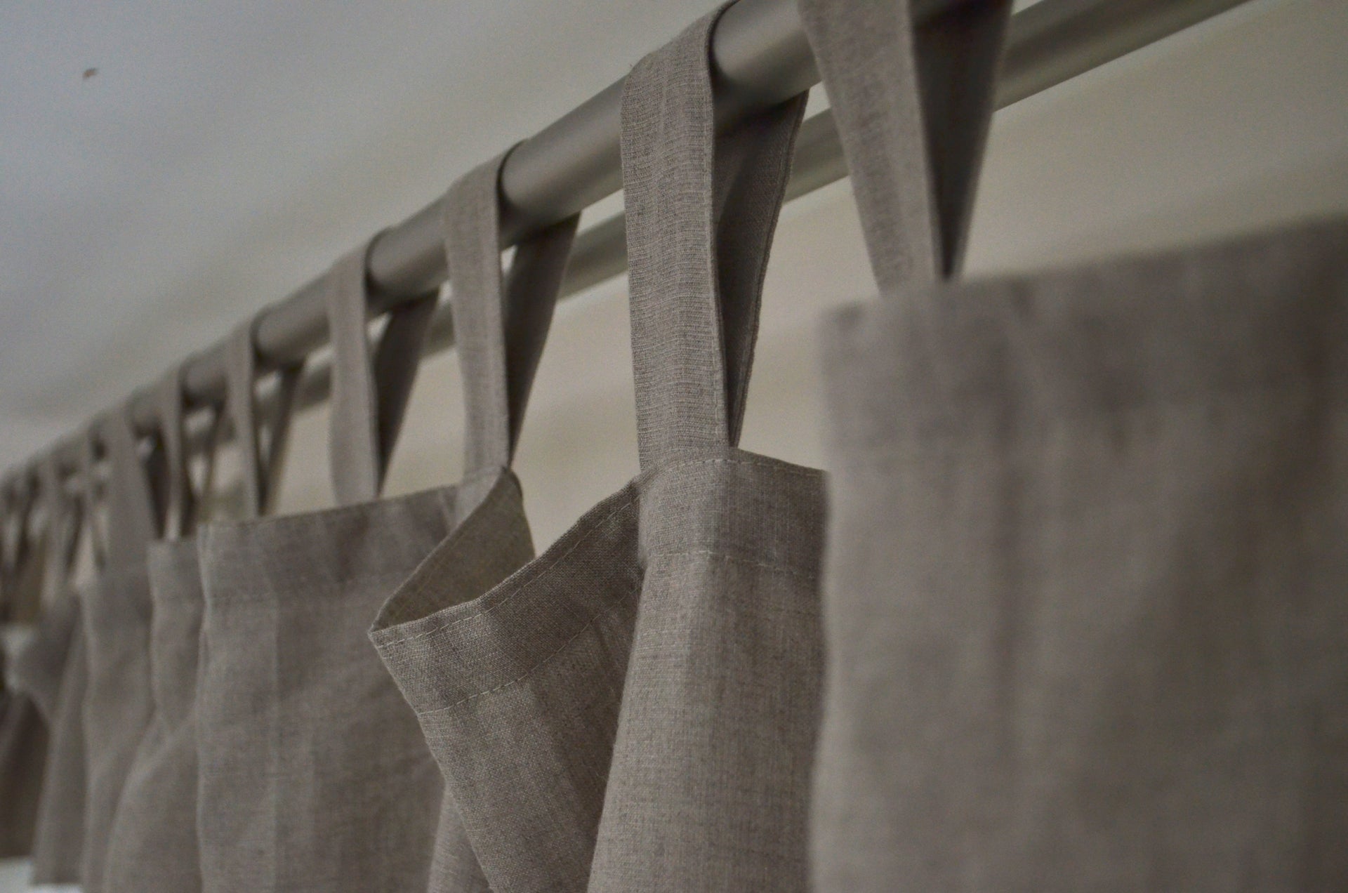 Colour Block Linen Curtain with Cotton Lining - Tab Top Panel in Two Colours - Window or Door Drapes in Bespoke Sizes
