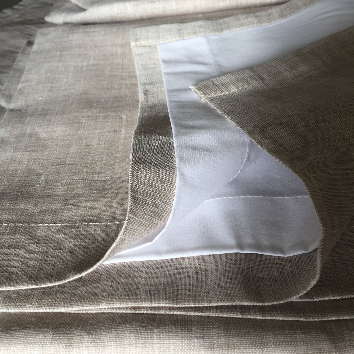 Colour Block Linen Curtain Panel with Cotton or Blackout Lining - Pole Pocket Window Treatments - Two Tone Curtain Panels - Bespoke Sizes