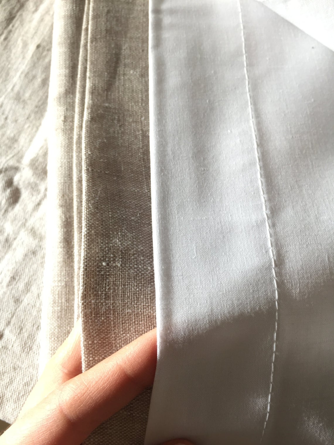 Colour Block Linen Curtain Panel with Cotton or Blackout Lining - Pole Pocket Window Treatments - Two Tone Curtain Panels - Bespoke Sizes