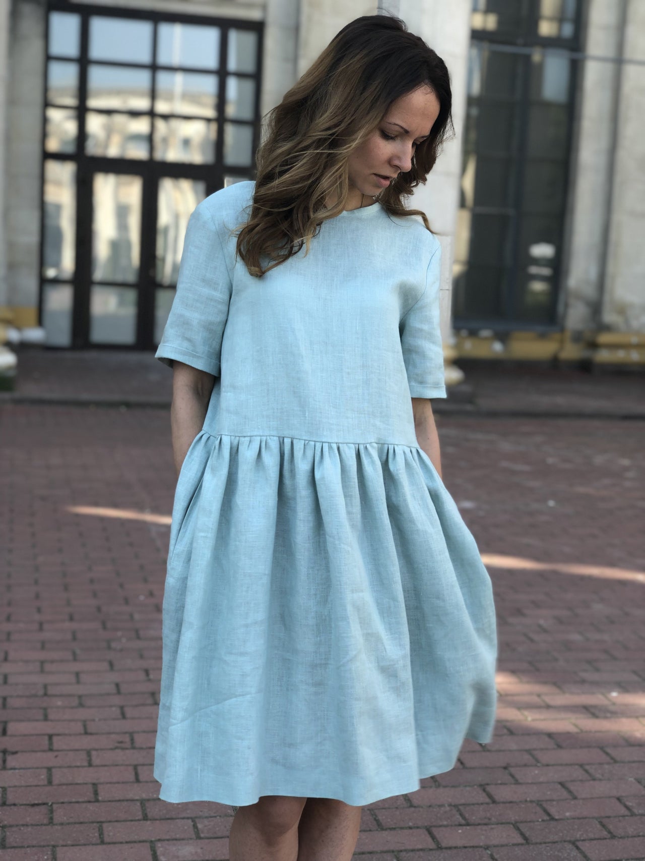 Linen Dress with Pockets