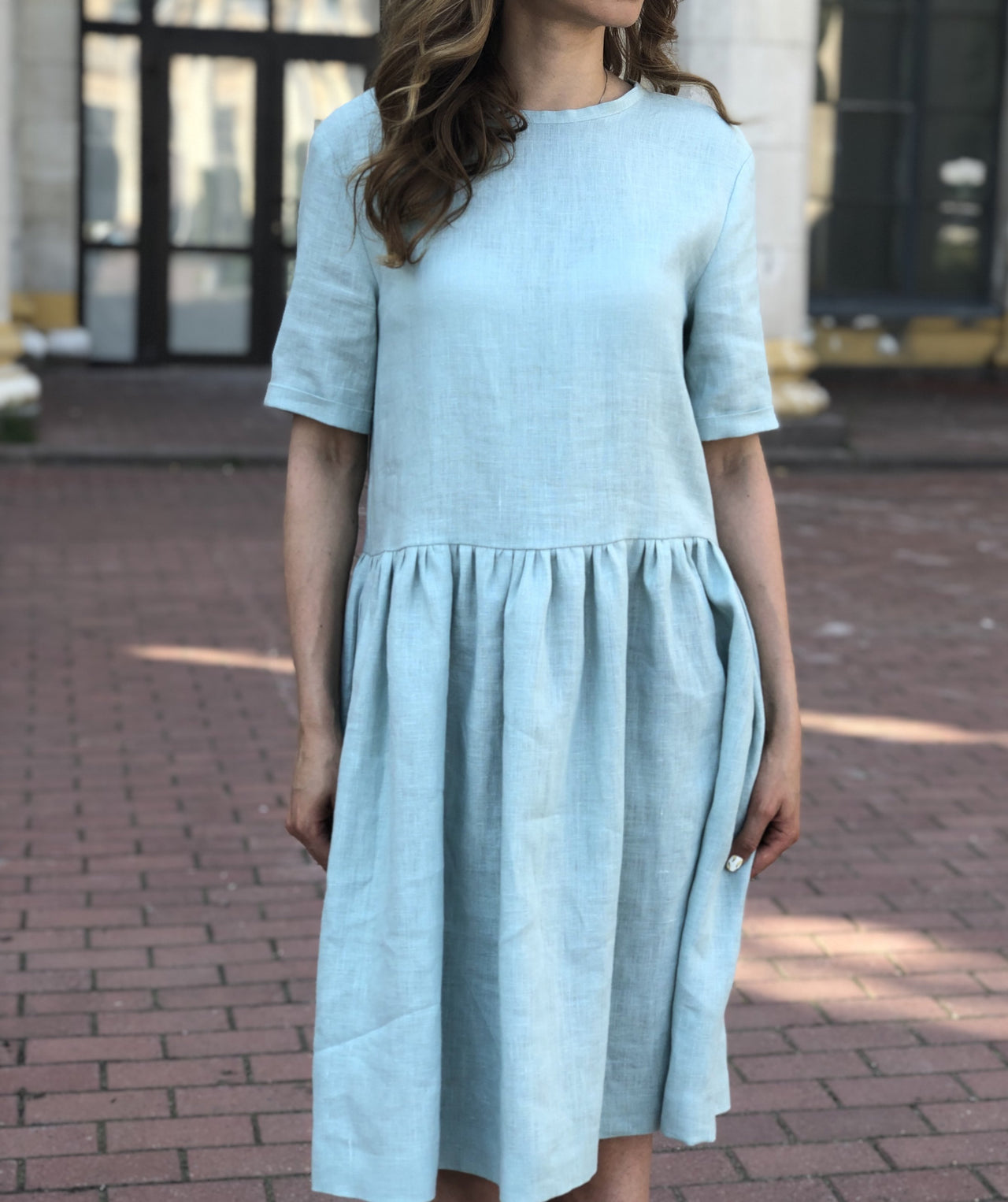 Linen Dress with Pockets