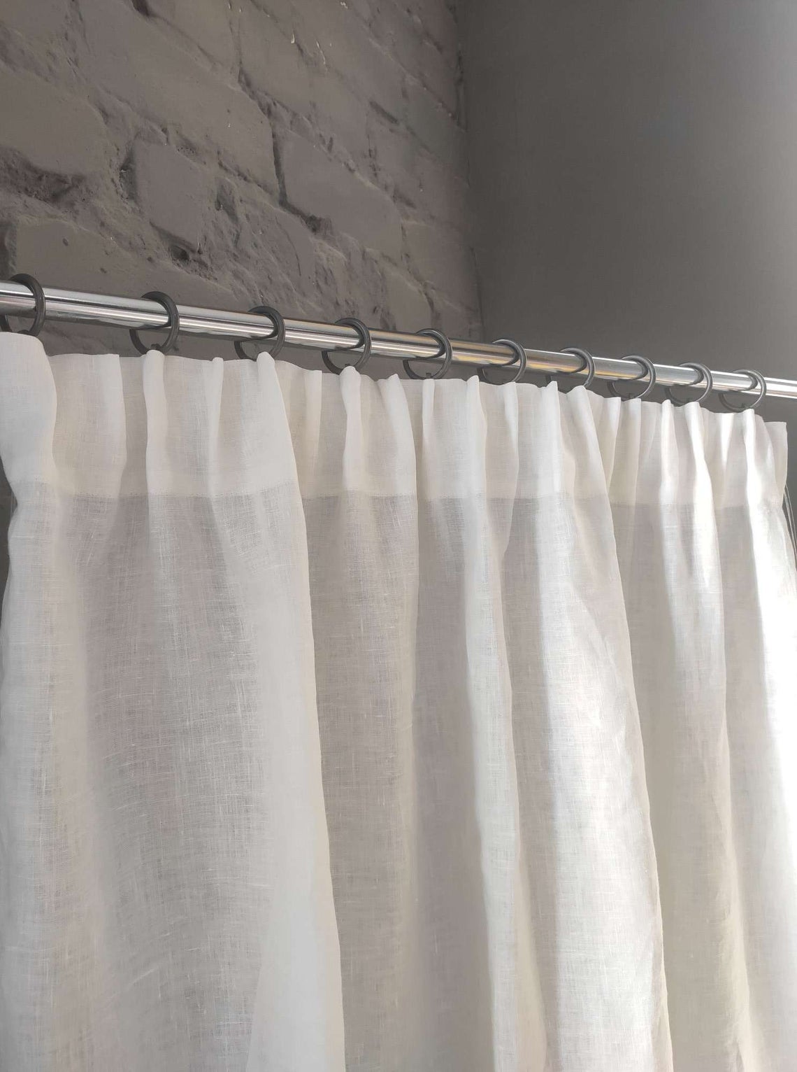 Pencil Pleat Linen Curtain Panel with Cotton Lining