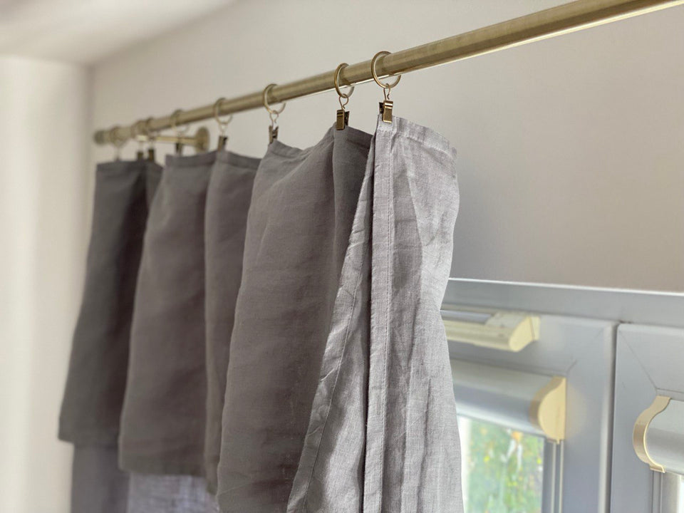 100% Linen Curtain for Rings and Clips - 124, 138 or 250 cm Width ...